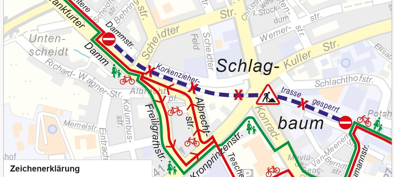 Sperrungen auf Korkenziehertrasse wegen Bauarbeiten