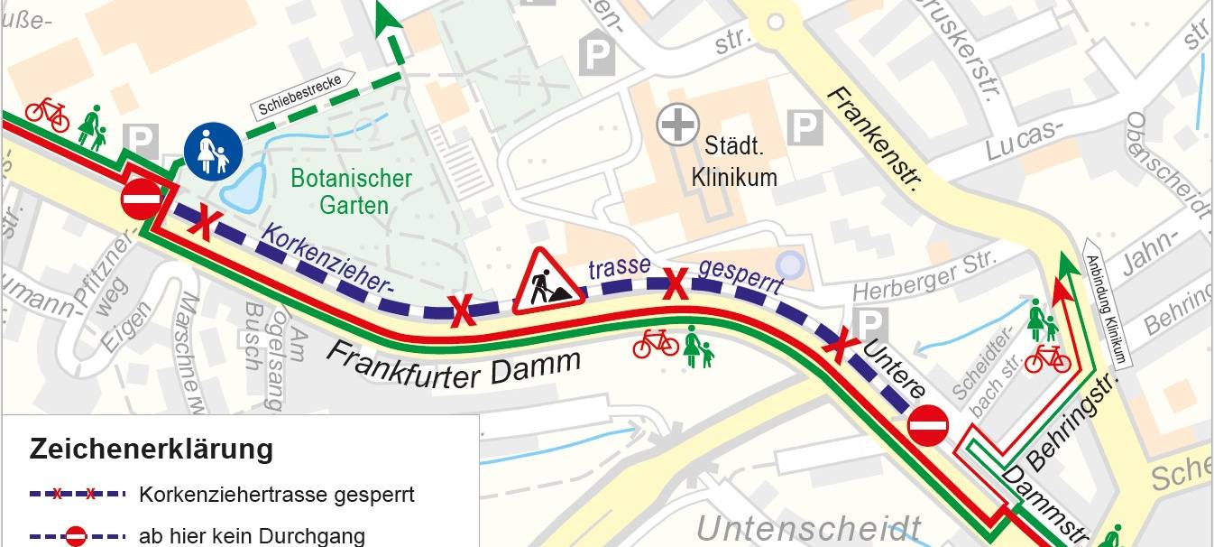 Sperrungen auf Korkenziehertrasse wegen Bauarbeiten