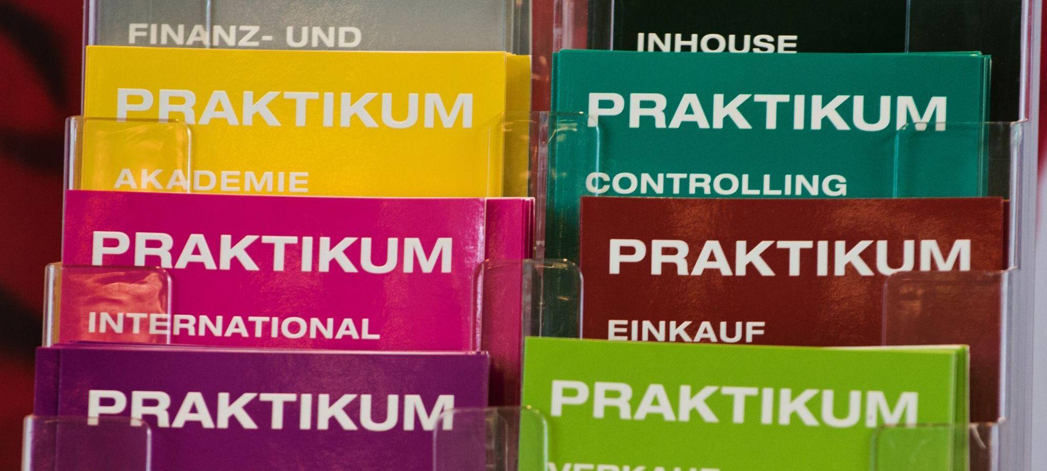 Flyer bewerben Praktika in unterschiedlichen Bereichen